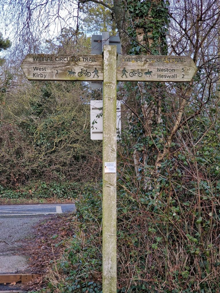 sign post on the Wirral way in Thurstaston